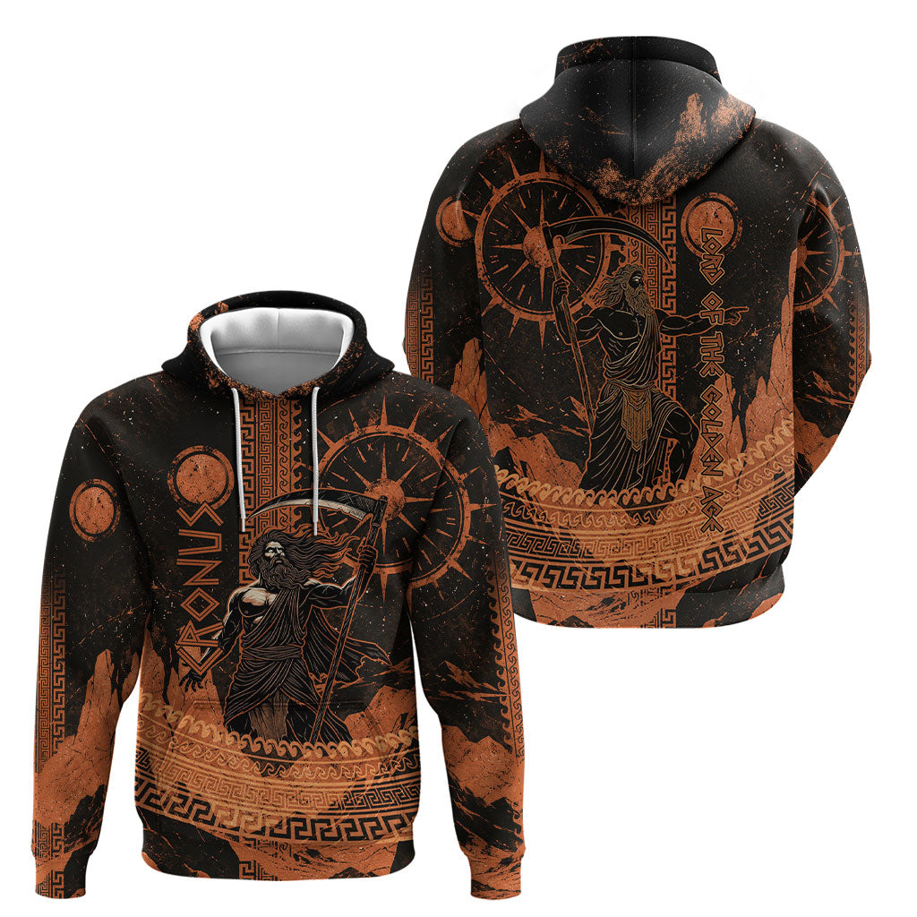 Cronus Lord Of Golden Age Hoodie Titan King Cronus Scythe Greek Key Art