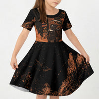 Cronus Lord Of Golden Age Kid Short Sleeve Dress Titan King Cronus Scythe Greek Key Art