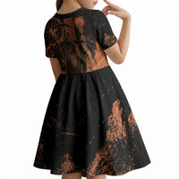 Cronus Lord Of Golden Age Kid Short Sleeve Dress Titan King Cronus Scythe Greek Key Art