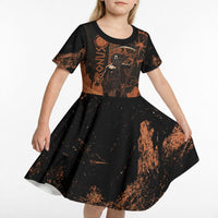 Cronus Lord Of Golden Age Kid Short Sleeve Dress Titan King Cronus Scythe Greek Key Art