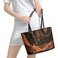 Cronus Lord Of Golden Age Leather Tote Bag Titan King Cronus Scythe Greek Key Art