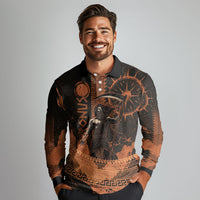 Cronus Lord Of Golden Age Long Sleeve Polo Shirt Titan King Cronus Scythe Greek Key Art