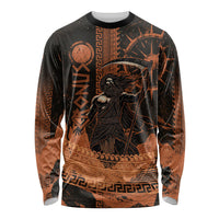 Cronus Lord Of Golden Age Long Sleeve Shirt Titan King Cronus Scythe Greek Key Art