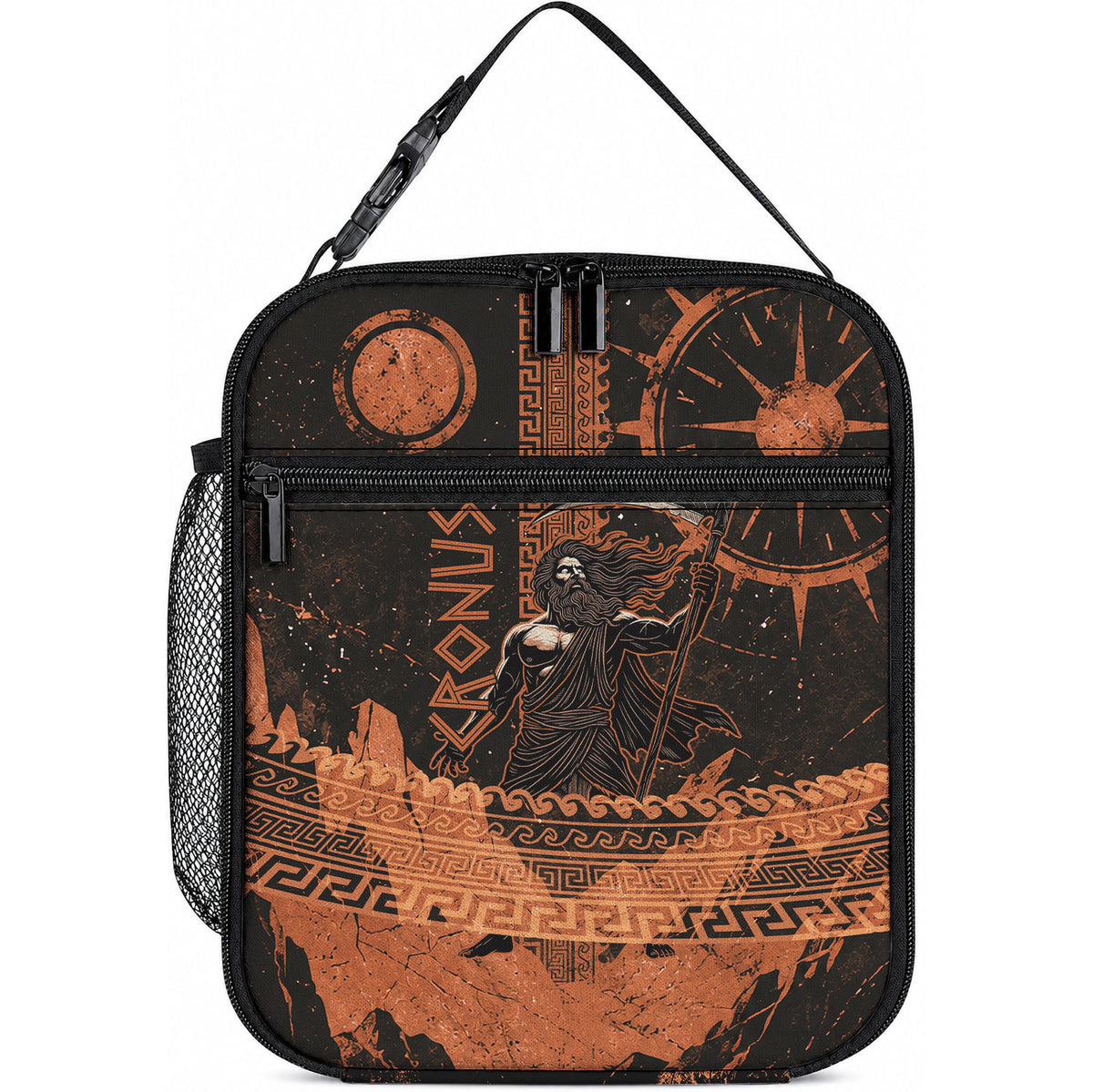 Cronus Lord Of Golden Age Lunch Bag Titan King Cronus Scythe Greek Key Art