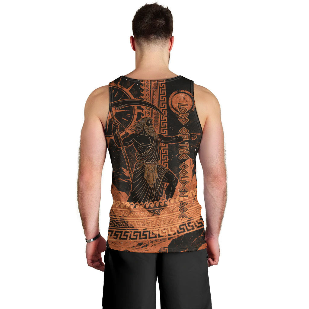 Cronus Lord Of Golden Age Men Tank Top Titan King Cronus Scythe Greek Key Art