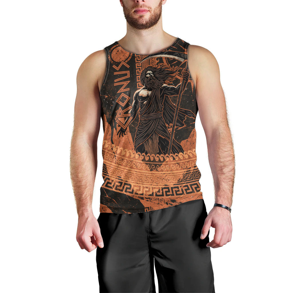 Cronus Lord Of Golden Age Men Tank Top Titan King Cronus Scythe Greek Key Art