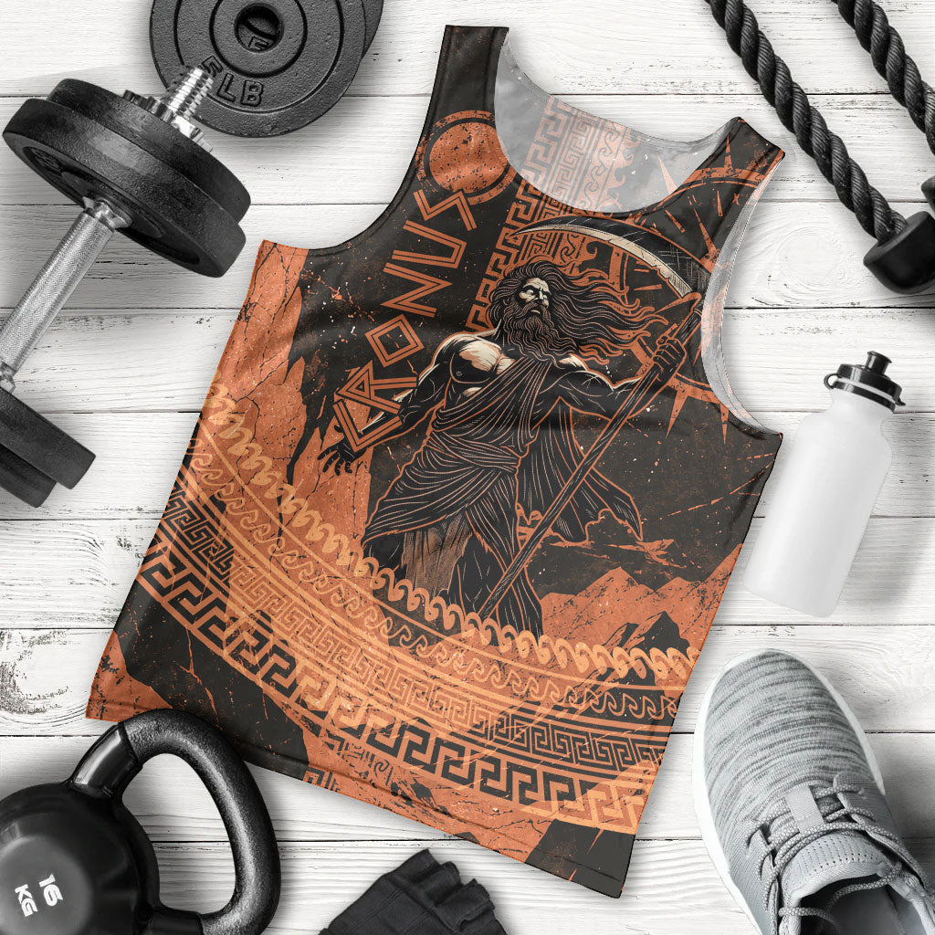 Cronus Lord Of Golden Age Men Tank Top Titan King Cronus Scythe Greek Key Art