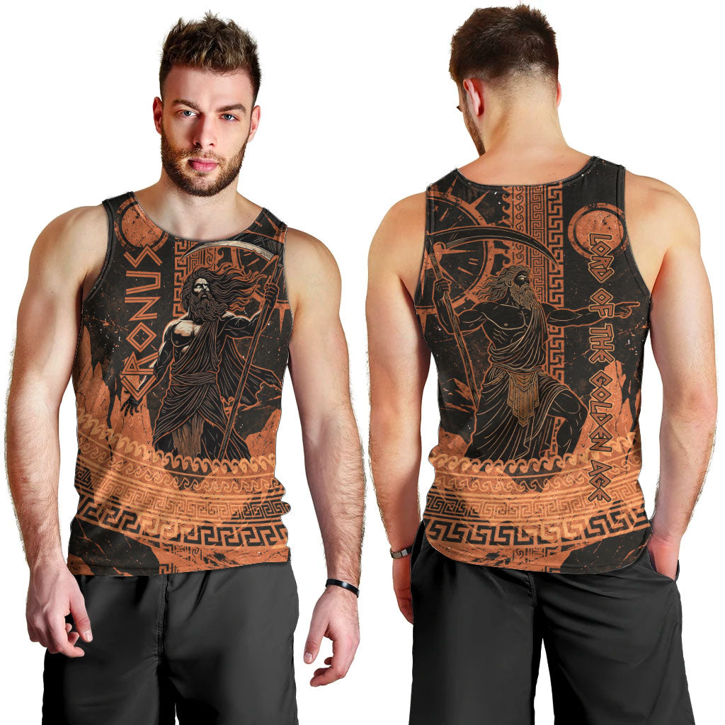 Cronus Lord Of Golden Age Men Tank Top Titan King Cronus Scythe Greek Key Art