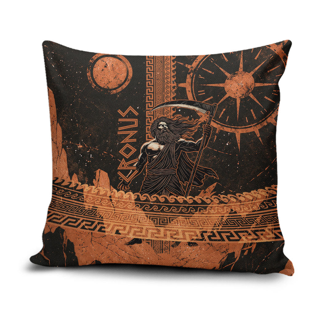 Cronus Lord Of Golden Age Pillow Cover Titan King Cronus Scythe Greek Key Art
