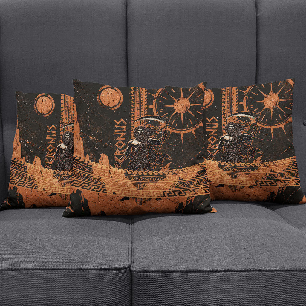 Cronus Lord Of Golden Age Pillow Cover Titan King Cronus Scythe Greek Key Art