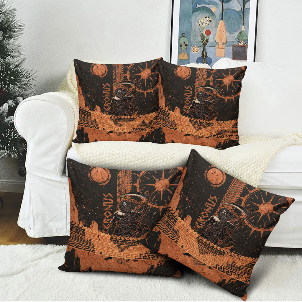 Cronus Lord Of Golden Age Pillow Cover Titan King Cronus Scythe Greek Key Art