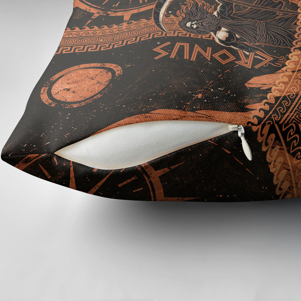 Cronus Lord Of Golden Age Pillow Cover Titan King Cronus Scythe Greek Key Art