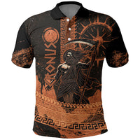 Cronus Lord Of Golden Age Polo Shirt Titan King Cronus Scythe Greek Key Art