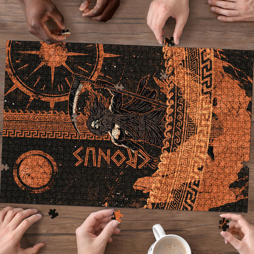 Cronus Lord Of Golden Age Puzzle Titan King Cronus Scythe Greek Key Art