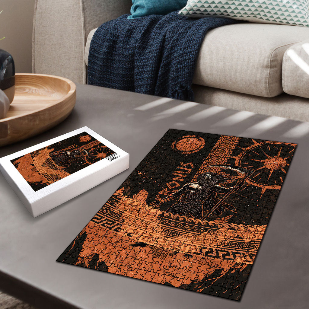 Cronus Lord Of Golden Age Puzzle Titan King Cronus Scythe Greek Key Art