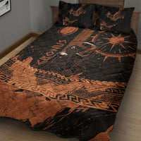 Cronus Lord Of Golden Age Quilt Bed Set Titan King Cronus Scythe Greek Key Art