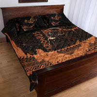 Cronus Lord Of Golden Age Quilt Bed Set Titan King Cronus Scythe Greek Key Art