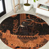 Cronus Lord Of Golden Age Round Carpet Titan King Cronus Scythe Greek Key Art