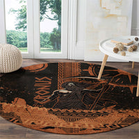 Cronus Lord Of Golden Age Round Carpet Titan King Cronus Scythe Greek Key Art