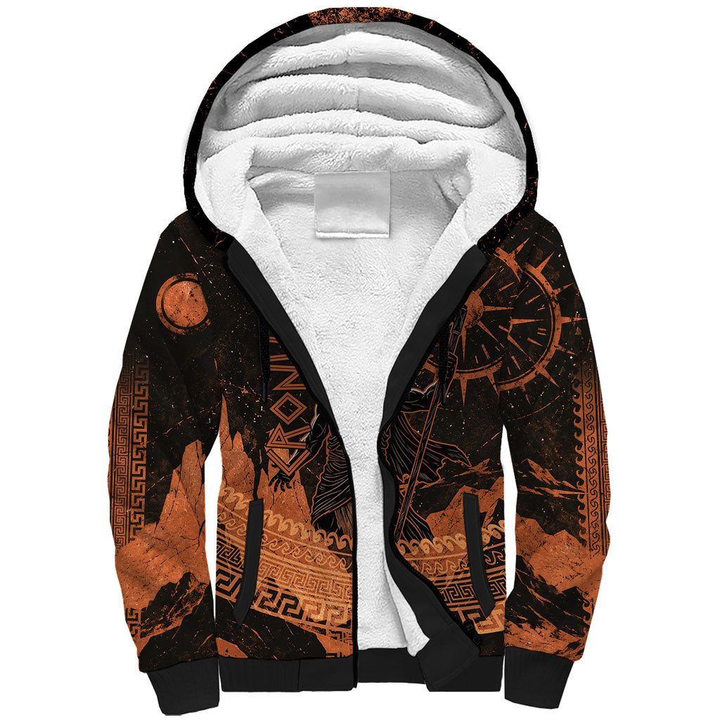 Cronus Lord Of Golden Age Sherpa Hoodie Titan King Cronus Scythe Greek Key Art