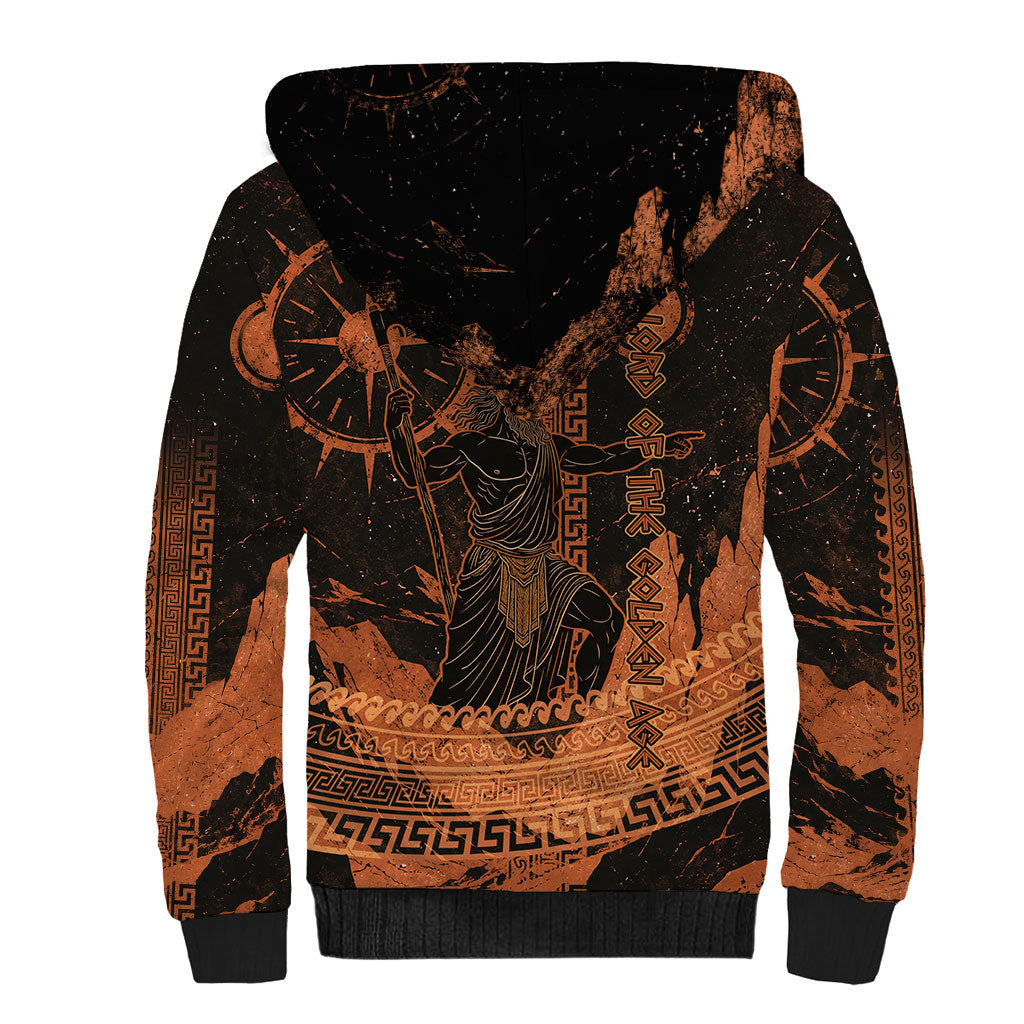 Cronus Lord Of Golden Age Sherpa Hoodie Titan King Cronus Scythe Greek Key Art