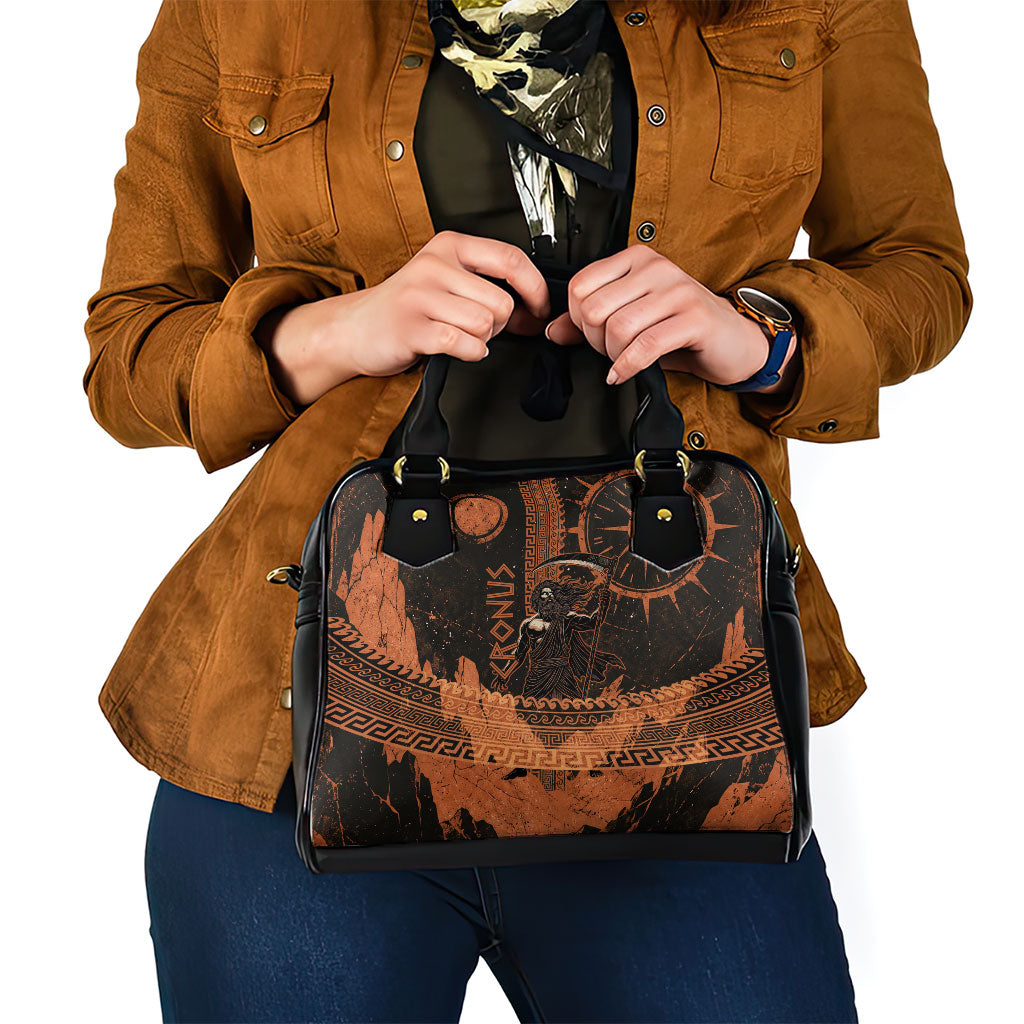 Cronus Lord Of Golden Age Shoulder Handbag Titan King Cronus Scythe Greek Key Art