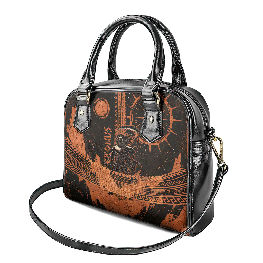 Cronus Lord Of Golden Age Shoulder Handbag Titan King Cronus Scythe Greek Key Art