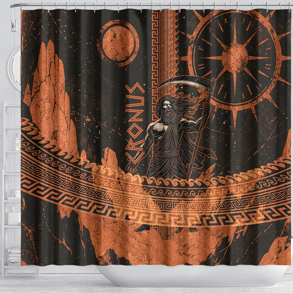 Cronus Lord Of Golden Age Shower Curtain Titan King Cronus Scythe Greek Key Art