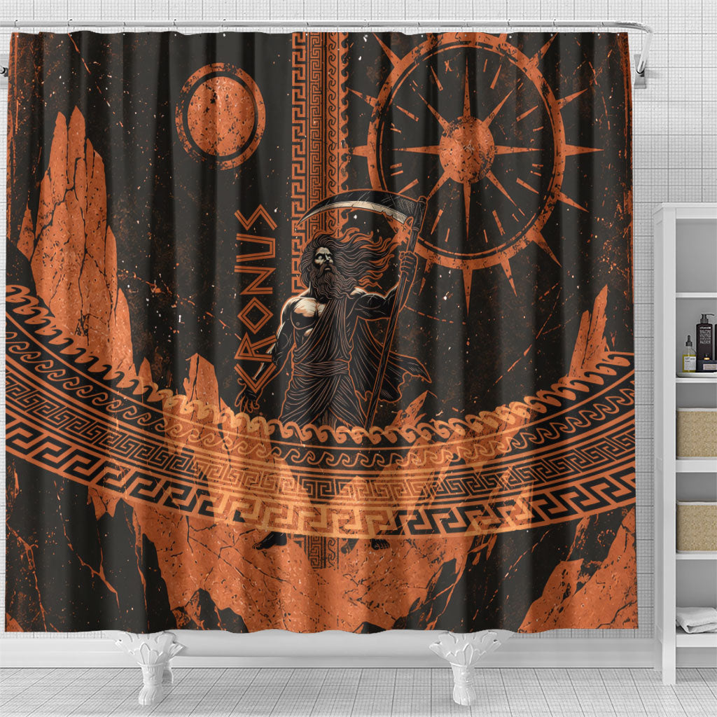 Cronus Lord Of Golden Age Shower Curtain Titan King Cronus Scythe Greek Key Art