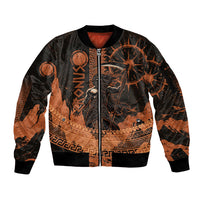 Cronus Lord Of Golden Age Sleeve Zip Bomber Jacket Titan King Cronus Scythe Greek Key Art