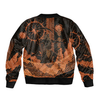 Cronus Lord Of Golden Age Sleeve Zip Bomber Jacket Titan King Cronus Scythe Greek Key Art