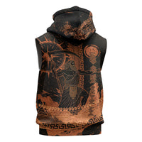 Cronus Lord Of Golden Age Sleeveless Hoodie Titan King Cronus Scythe Greek Key Art