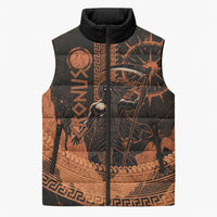 Cronus Lord Of Golden Age Sleeveless Puffer Jacket Titan King Cronus Scythe Greek Key Art