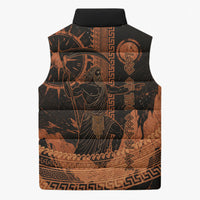 Cronus Lord Of Golden Age Sleeveless Puffer Jacket Titan King Cronus Scythe Greek Key Art