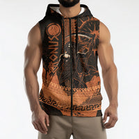 Cronus Lord Of Golden Age Sleeveless Zip Hoodie Titan King Cronus Scythe Greek Key Art