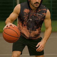 Cronus Lord Of Golden Age Sleeveless Zip Hoodie Titan King Cronus Scythe Greek Key Art