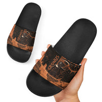 Cronus Lord Of Golden Age Slide Sandals Titan King Cronus Scythe Greek Key Art