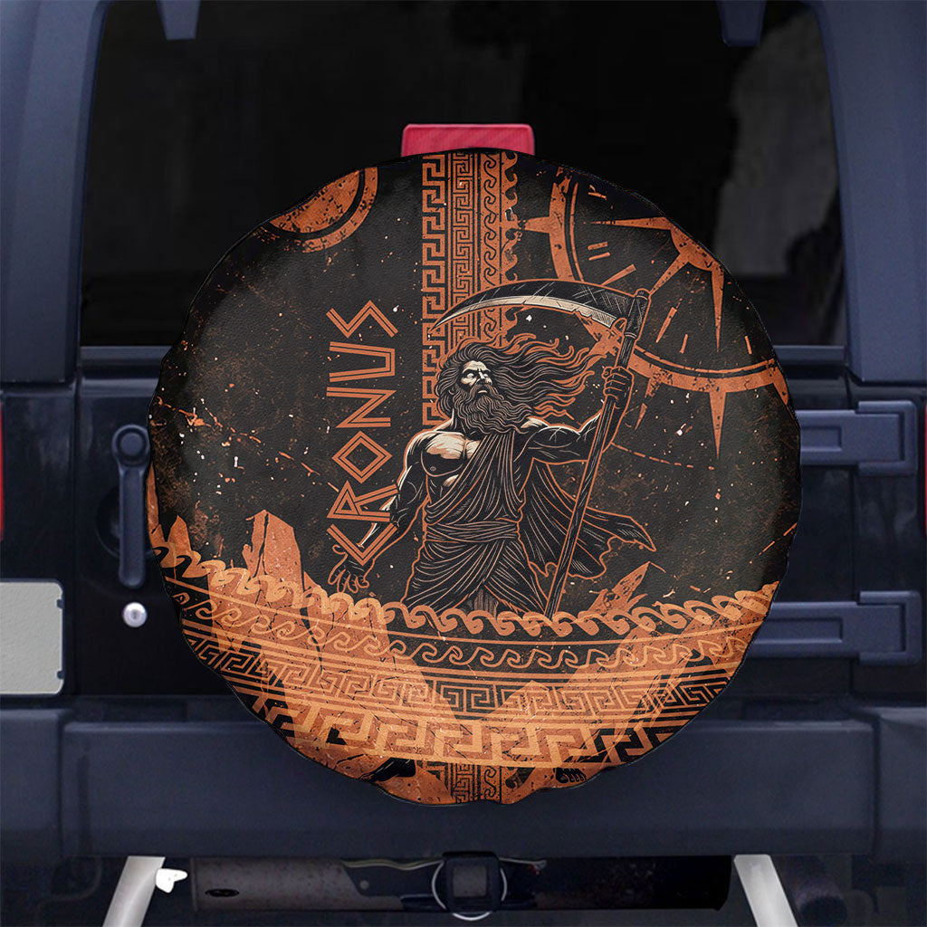 Cronus Lord Of Golden Age Spare Tire Cover Titan King Cronus Scythe Greek Key Art