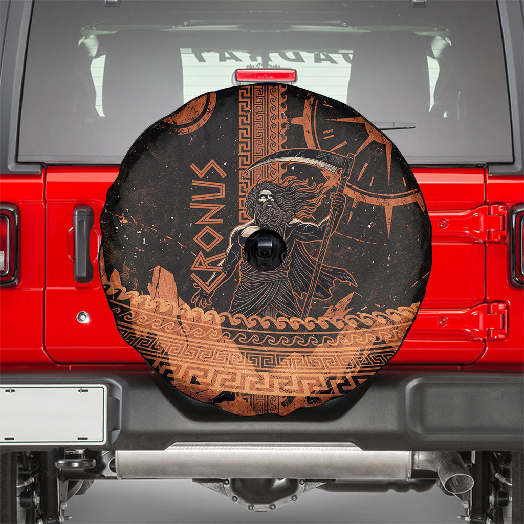 Cronus Lord Of Golden Age Spare Tire Cover Titan King Cronus Scythe Greek Key Art