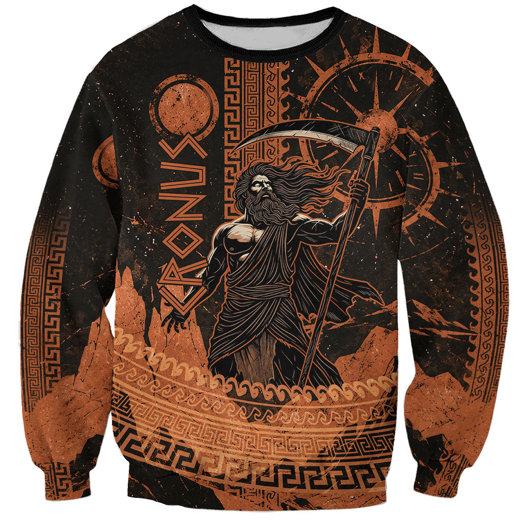 Cronus Lord Of Golden Age Sweatshirt Titan King Cronus Scythe Greek Key Art