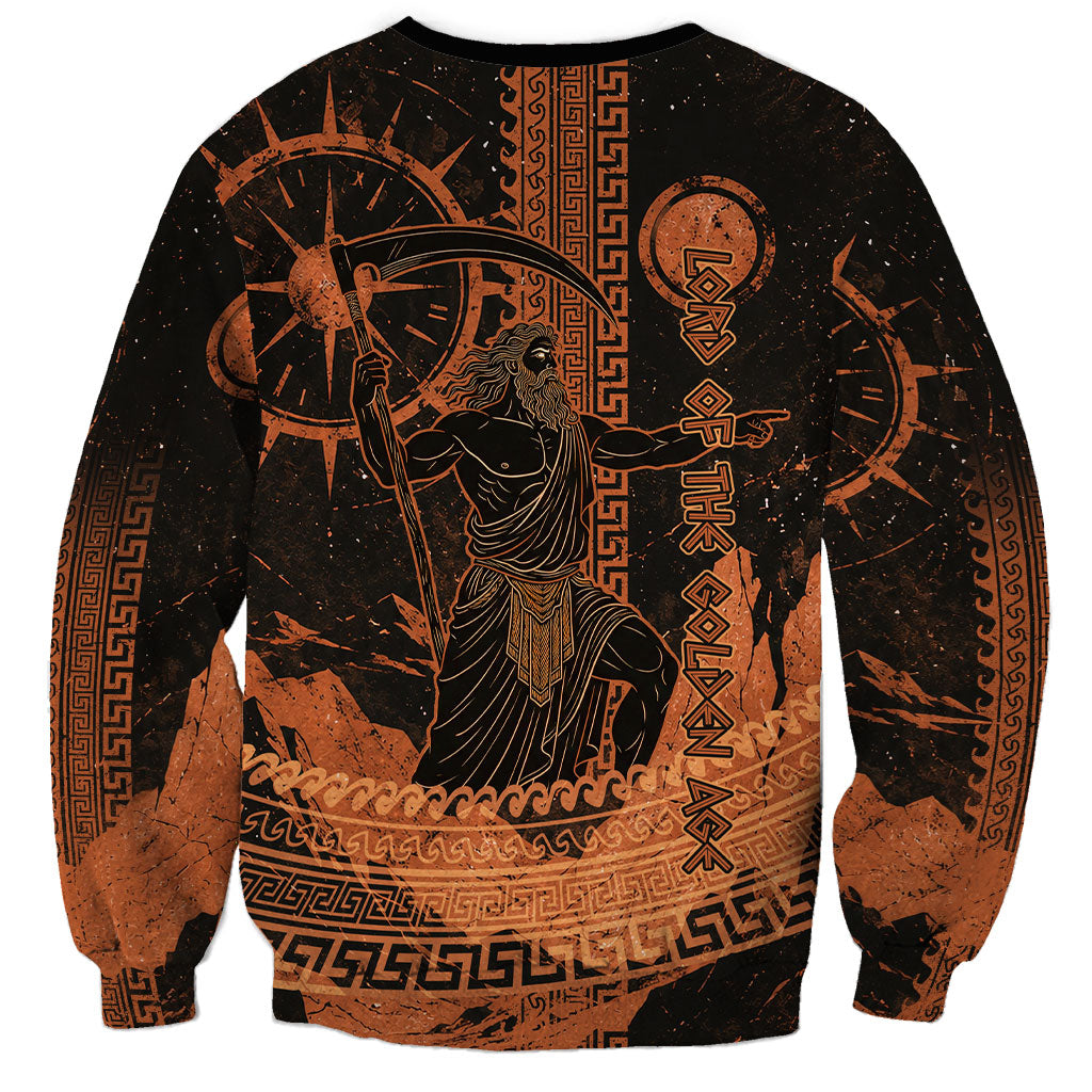 Cronus Lord Of Golden Age Sweatshirt Titan King Cronus Scythe Greek Key Art