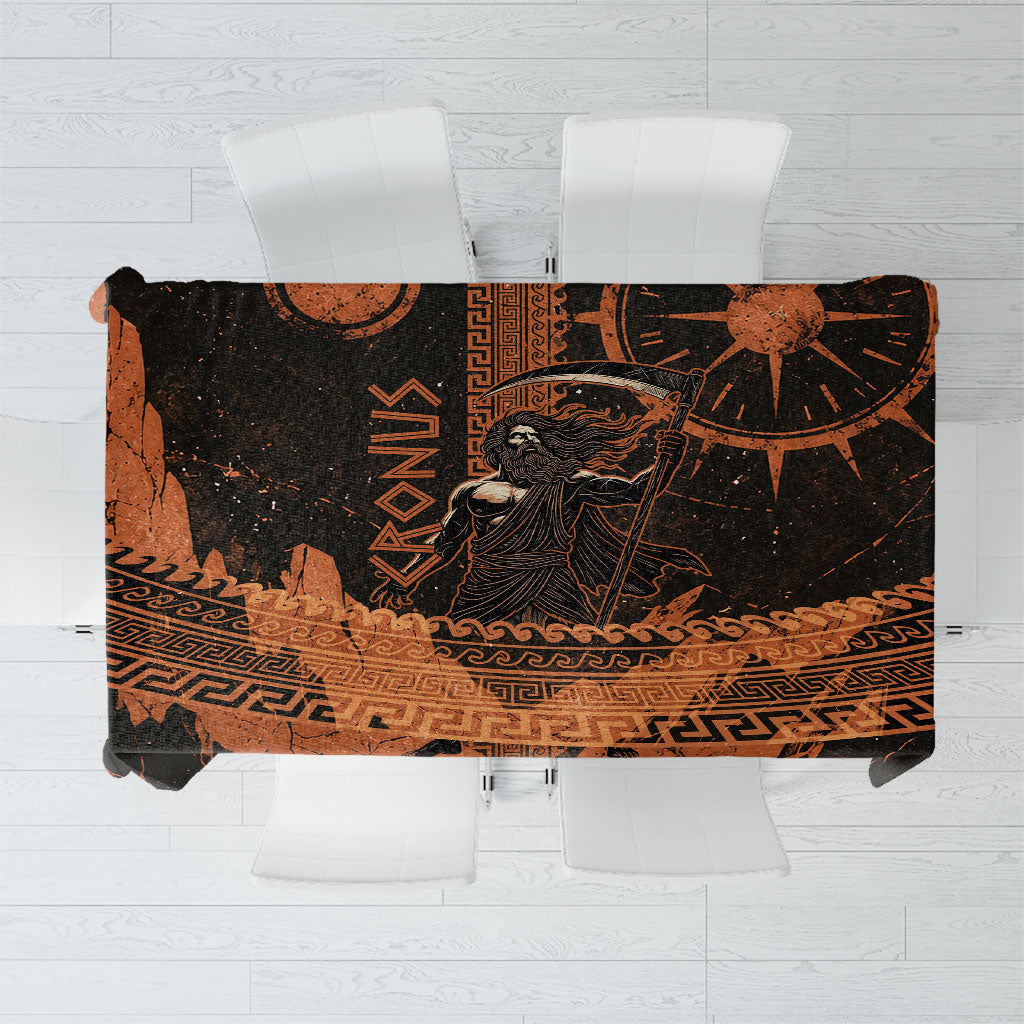 Cronus Lord Of Golden Age Tablecloth Titan King Cronus Scythe Greek Key Art