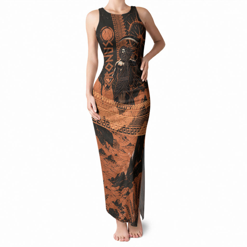 Cronus Lord Of Golden Age Tank Maxi Dress Titan King Cronus Scythe Greek Key Art