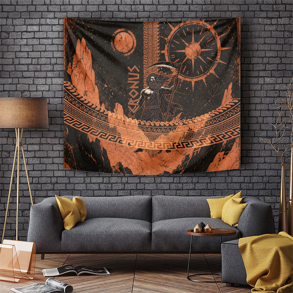 Cronus Lord Of Golden Age Tapestry Titan King Cronus Scythe Greek Key Art