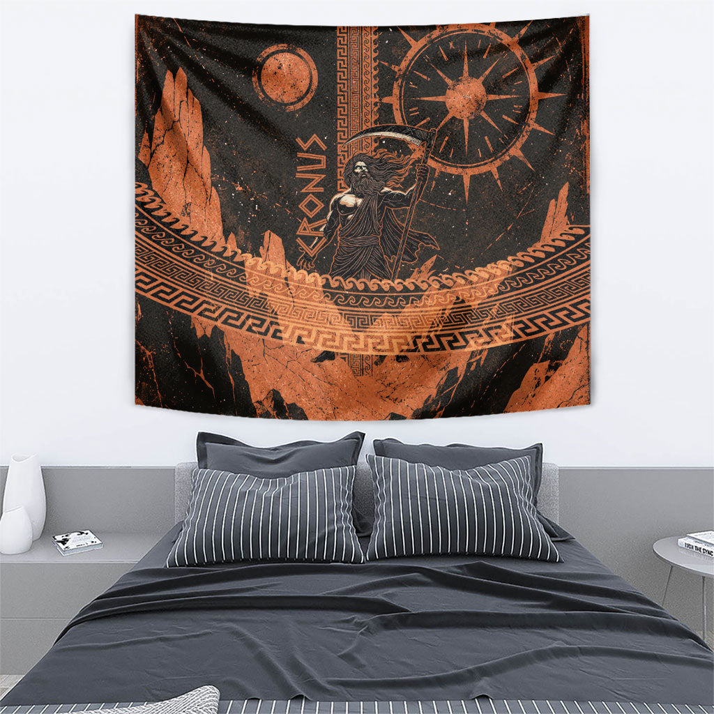 Cronus Lord Of Golden Age Tapestry Titan King Cronus Scythe Greek Key Art