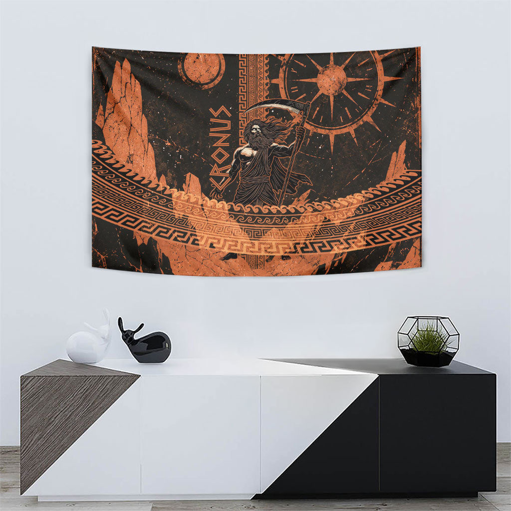 Cronus Lord Of Golden Age Tapestry Titan King Cronus Scythe Greek Key Art