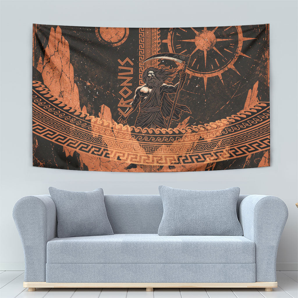 Cronus Lord Of Golden Age Tapestry Titan King Cronus Scythe Greek Key Art