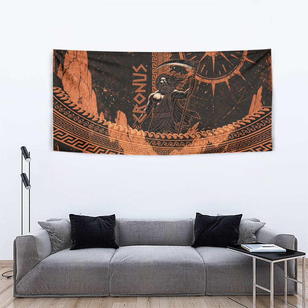 Cronus Lord Of Golden Age Tapestry Titan King Cronus Scythe Greek Key Art