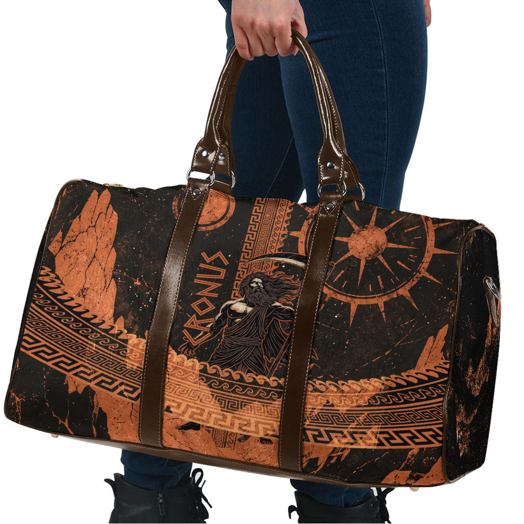 Cronus Lord Of Golden Age Travel Bag Titan King Cronus Scythe Greek Key Art