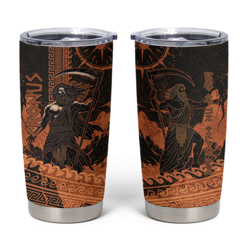 Cronus Lord Of Golden Age Tumbler Cup Titan King Cronus Scythe Greek Key Art